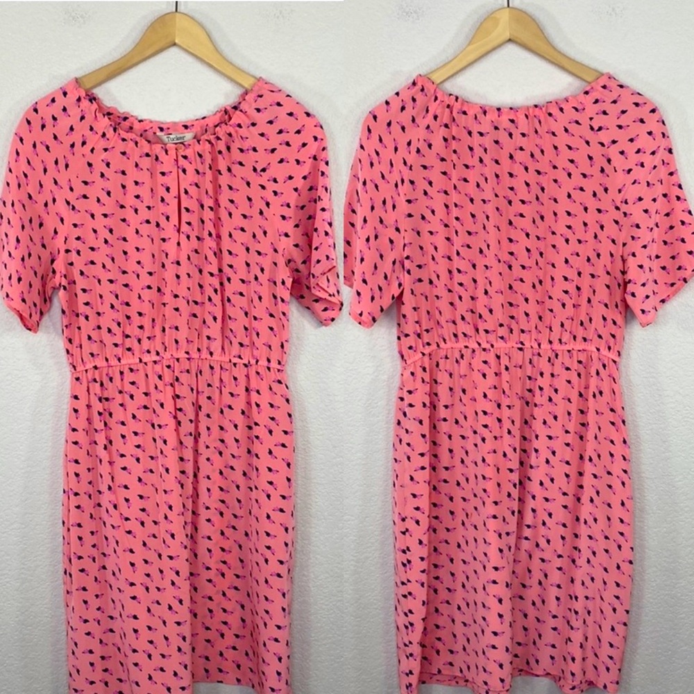 TUCKER Floral 100% Silk Dress size Medium